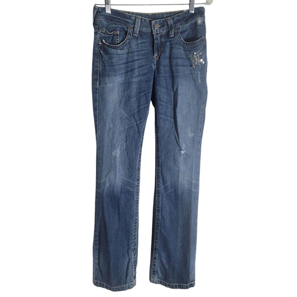 Ariat Denim Amber Low Rise Jeans Studded Women's Size 27 Long Blue Denim Western
